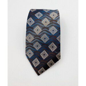 Wembley Vintage Men's Tie Brown Blue Print Necktie